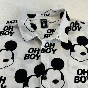 Disney Mickey Mouse Oh Boy SS Button Down Mens Shirt Size Large